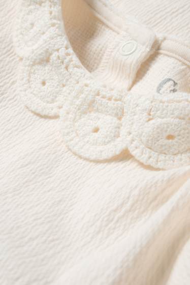 Baby Mädchen - Baby-Crochet-Langarmshirt - strukturiert - cremeweiss