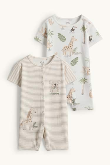 Baby Boys - Multipack of 2 - koala and giraffe - baby sleepsuit - white / beige
