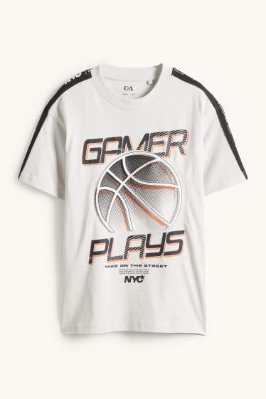 Kinder Jungen - Basketball - Kurzarmshirt - schwarz / weiss