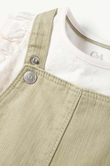 Niemowlęta dziewczynki - Kwiatki - komplet niemowlęcy - 2 części - biały / beżowy