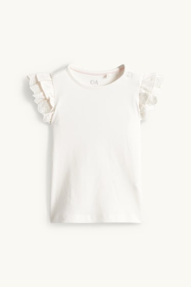 Baby Girls - Floral - baby outfit - broderie anglaise - 2 piece - blue / white