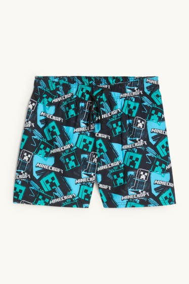 Kinderen: jongens - Minecraft - zwemshort - zwart / turquoise