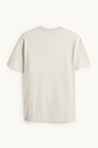 Herren - T-Shirt - Regular Fit - strukturiert - cremeweiss