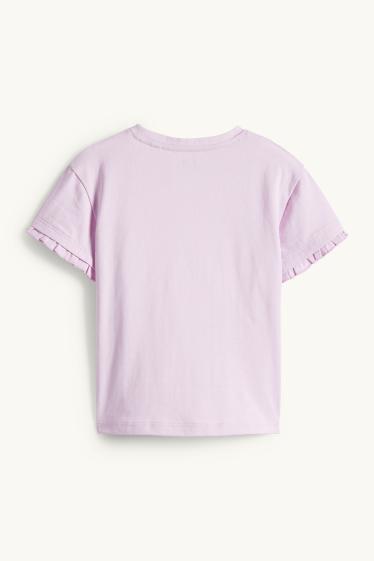 Kinderen: meisjes - Vlinder - T-shirt - glanseffect - paars