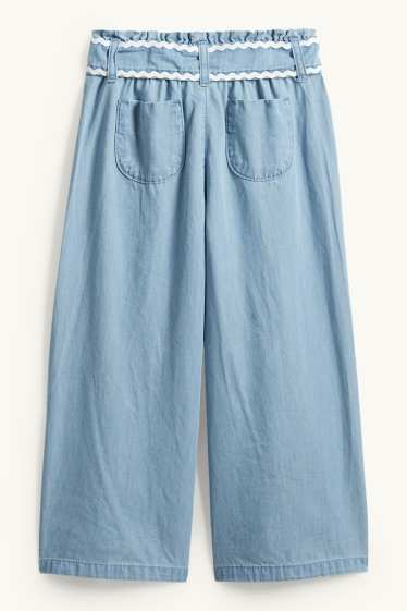 Copii - Fete - Pantaloni de stofă - aspect de jeans - albastru deschis