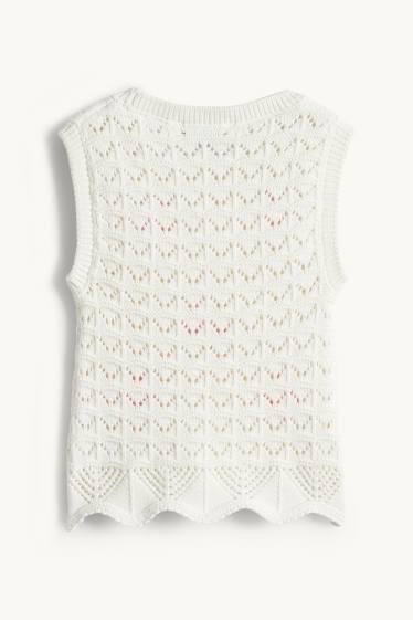 Bambine - Motivo fiori - top in pizzo - bianco / rosa