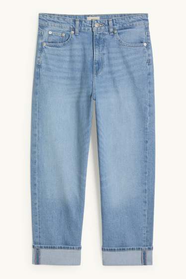 Femei - Boyfriend jeans - talie medie - albastru deschis