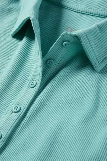 Damen - Poloshirt - Regular Fit - gerippt - türkis