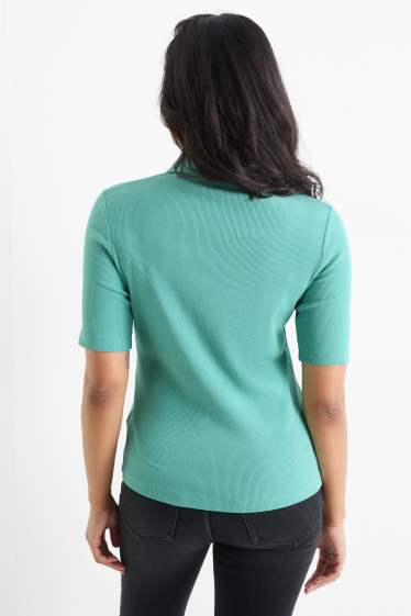 Damen - Poloshirt - Regular Fit - gerippt - türkis