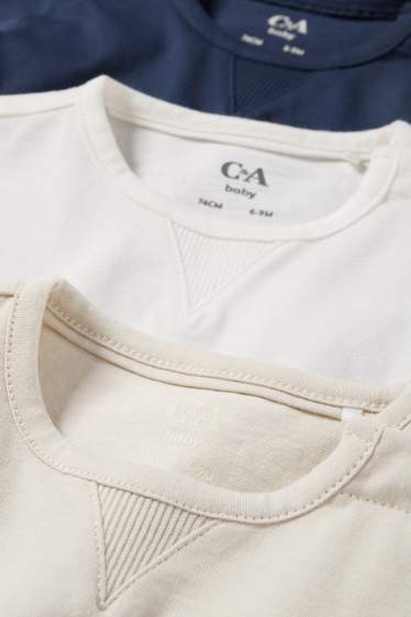 Baby: jongens - Set van 3 - baby-T-shirt - blauw / beige