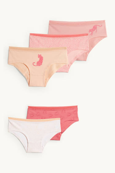 Copii - Fete - Multipack 5 perechi - leopard - chiloți - corai