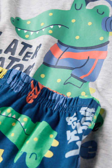 Children Boys - Crocodile - short pyjamas - 2 piece - light gray