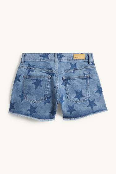 Děti - dívky - Hvězdy - džínové šortky - modrá