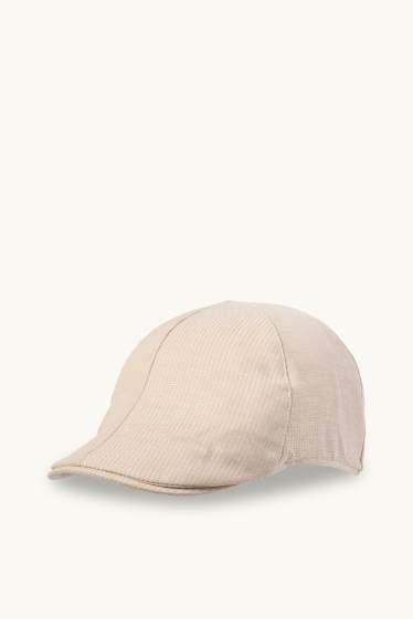 Men - Flat cap - textured - beige