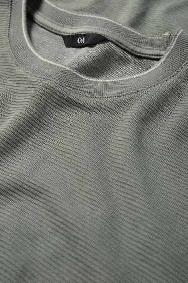 Uomo - T-shirt - regular fit - tessuto tramato - kaki