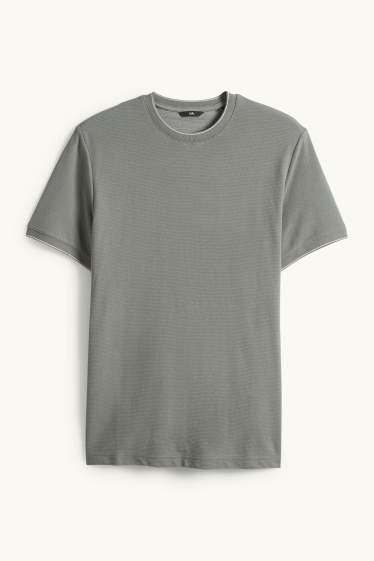 Uomo - T-shirt - regular fit - tessuto tramato - kaki