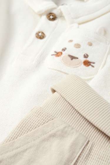 Baby Jungen - Leopard - Baby-Outfit - 2 teilig - cremefarben