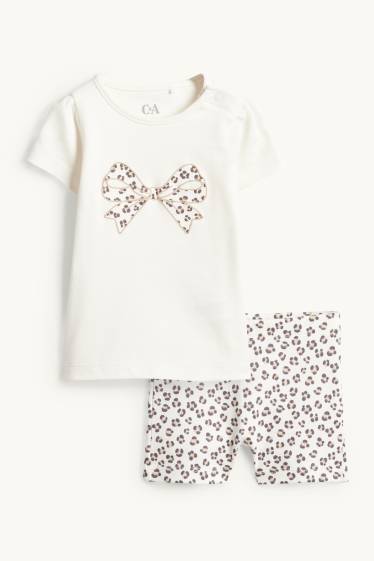 Baby Girls - Bow - baby pyjamas - 2 piece - brown / cremewhite