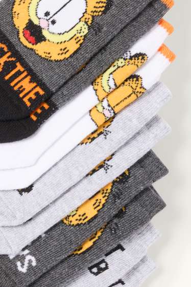 Copii - Băieți - Multipack 5 perechi - Garfield - șosete sub gleznă cu motive - portocaliu / gri