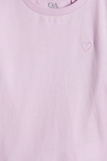Bambine - Confezione da 3 - cuore - t-shirt - verde / rosa