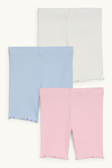 Copii - Fete - Multipack 3 perechi - pantaloni de ciclism - reiați - roz / albastru