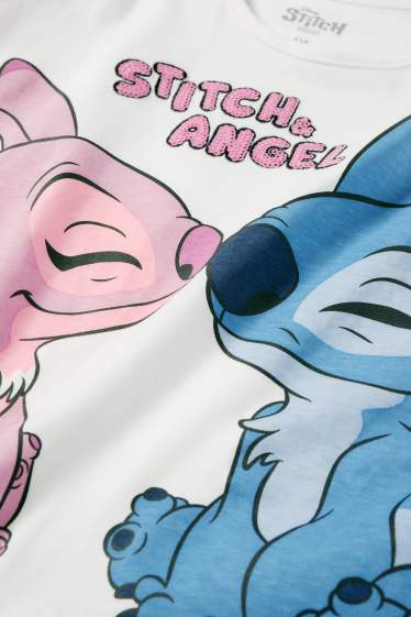 Nena - Lilo & Stitch - samarreta de màniga curta - efecte brillant - blanc/rosa