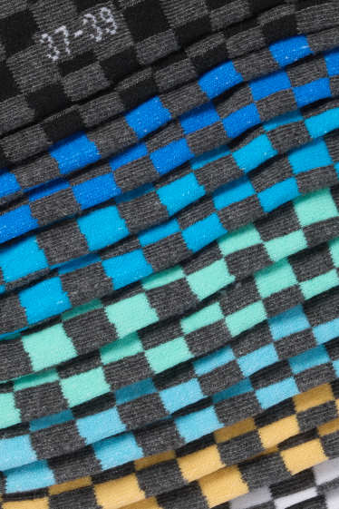 Enfants garçons - Lot de 7 paires - socquettes de sport - à carreaux - gris