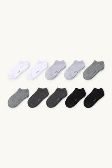 Copii - Băieți - Multipack 10 perechi - șosete sub gleznă - negru / alb