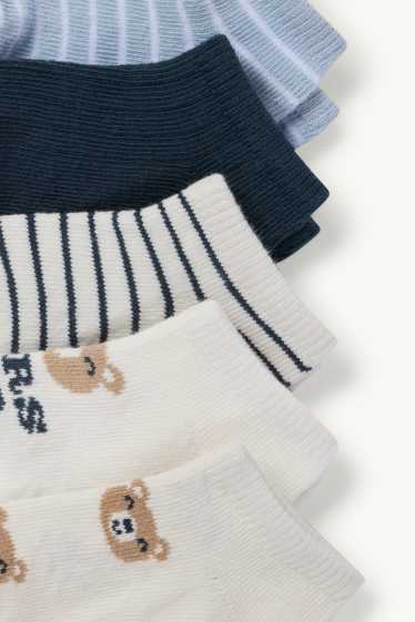 Unisexe - Lot de 5 paires - chaussettes bébé à motif - bleu