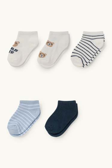 Unisexe - Lot de 5 paires - chaussettes bébé à motif - bleu