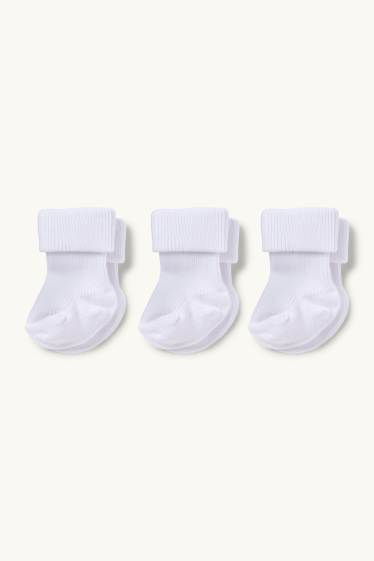 Baby Mädchen - Multipack 3er - Erstlings-Socken - gerippt - weiss