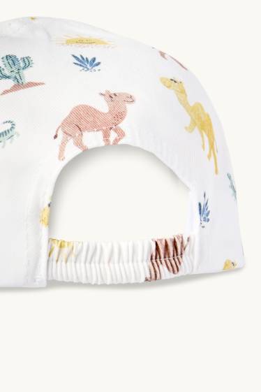 Miminka - chlapci - Velbloudi a kaktusy - čepice pro miminka - bílá