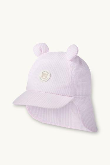 Baby Mädchen - Teddybär - Baby-Hut - gestreift - rosa