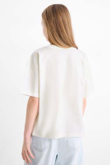 Bambine - T-shirt con strass - effetto brillante - bianco / blu