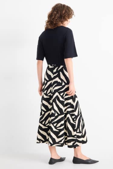 Femmes - Jupe - à motif - noir / beige