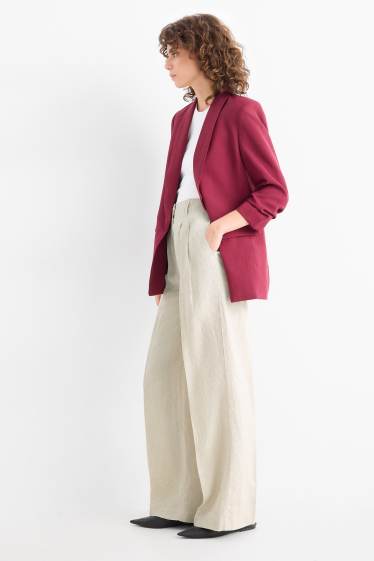 Damen - Leinenhose - High Waist - Wide Leg - beige