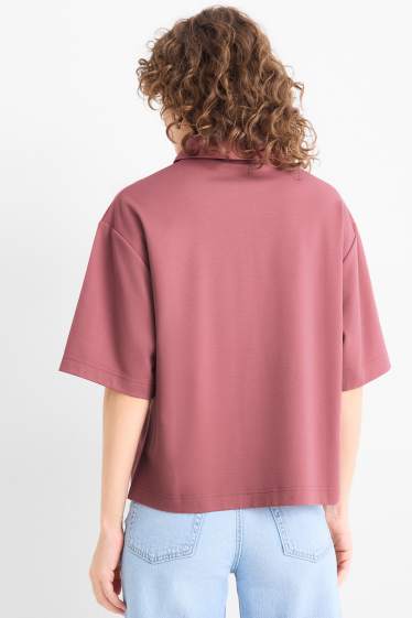 Damen - Poloshirt - Relaxed Fit - dunkelrosa