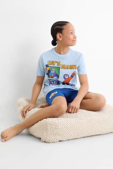 Children Boys - Brawl Stars - short pyjamas - 2-piece - light blue