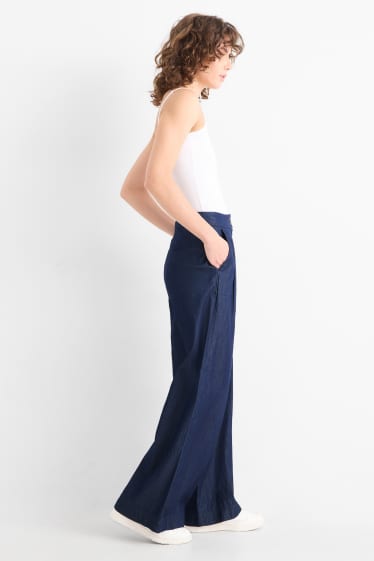 Dámské - Wide leg jeans - high waist - džíny - tmavomodré