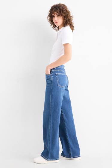 Dona - Wide leg Jeans - mid waist - texà blau