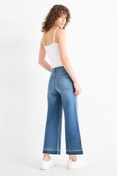Dona - Wide leg Jeans crop - mid waist - texà blau