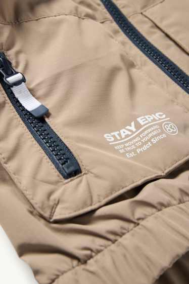 Kinder Buben - Jacke mit Kapuze - wasserabweisend - hellbraun