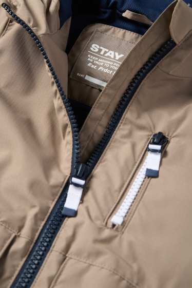 Kinder Buben - Jacke mit Kapuze - wasserabweisend - hellbraun