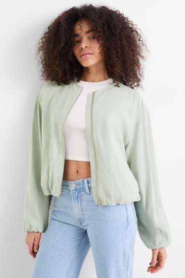 Mujer - Cazadora con parte de lino - verde menta