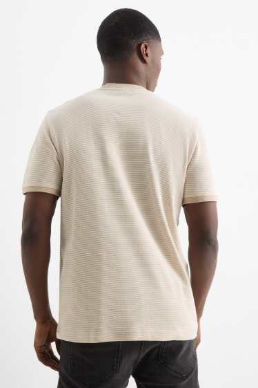 Heren - T-shirt - regular fit - met structuur - beige
