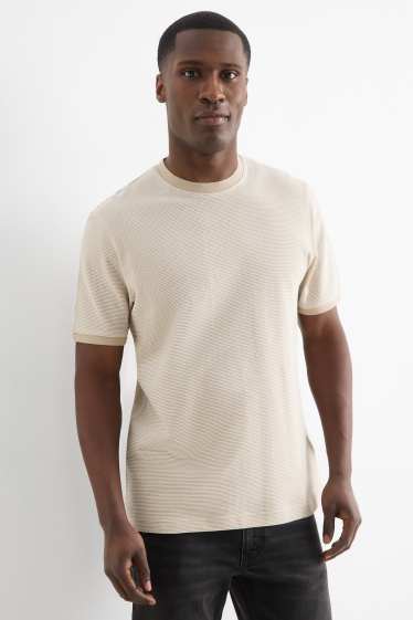 Heren - T-shirt - regular fit - met structuur - beige