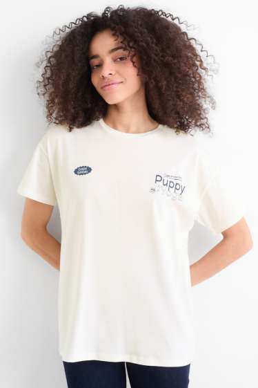 Kobiety - T-shirt - oversize - niebieski / biały