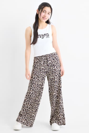 Kinderen: meisjes - NYC - set - top en jersey broek - 2-delig - met patroon - wit / zwart