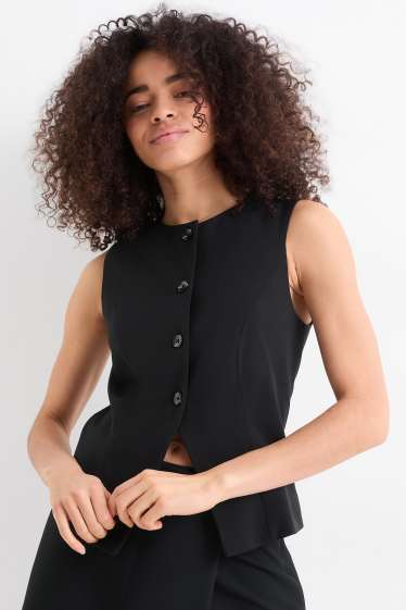 Women - Waistcoat - fitted - black