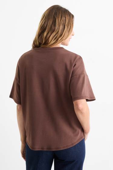 Dona - Samarreta de màniga curta - oversized - marró fosc